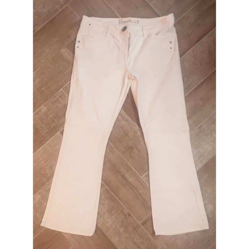 George Bootcut Long Tall White Ana Jeans Size UK 16 US 14 Classic Stitch Detail